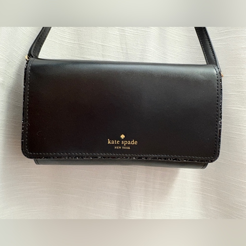 Kate Spade Black Crossbody Bag with glitter edging - Picture 8 of 14